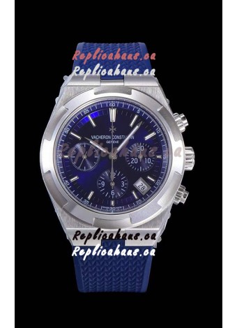 Vacheron Constantin Overseas Chronograph Blue Dial Swiss Replica Watch - Rubber Strap