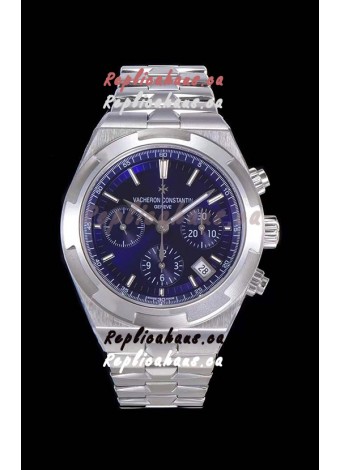 Vacheron Constantin Overseas Chronograph Blue Dial Swiss Replica Watch - Stainless Steel Strap