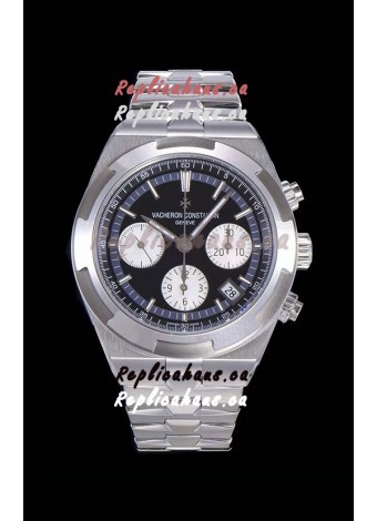 Vacheron Constantin Overseas Chronograph Black Dial Swiss Replica Watch - Stainless Steel Strap