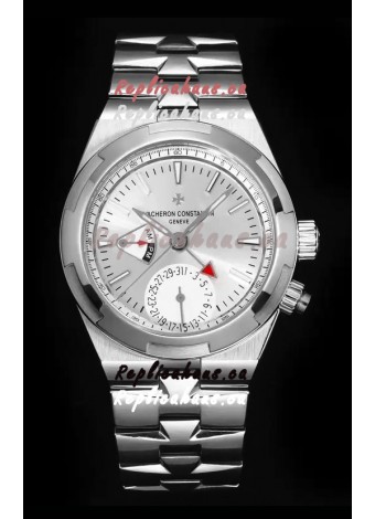 Vacheron Constantin Overseas Dual Time 1:1 Mirror Swiss Replica Watch in Steel Dial 