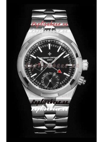 Vacheron Constantin Overseas Dual Time 1:1 Mirror Swiss Replica Watch in Black Dial 