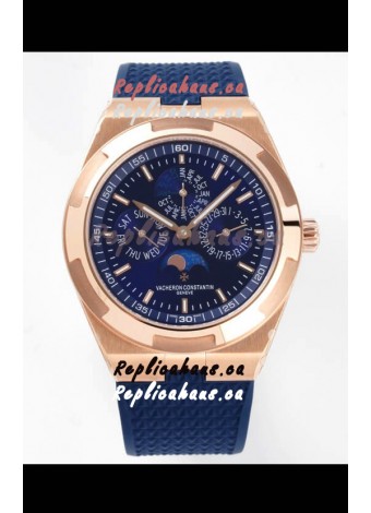 Vacheron Constantin Overseas Perpetual Calendar Ultra-Thin Blue Dial Rose Gold Casing Replica