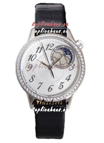 Vacheron Constantin Egerie Muse Moonphase 904L Steel Casing in White Dial Swiss Replica Watch 