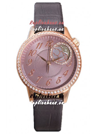 Vacheron Constantin Egerie Muse Moonphase Rose Gold Casing in Brown Dial Swiss Replica