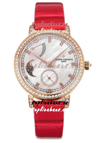 Vacheron Constantin Traditionelle Moon Phase Mother of Pearl Dial in Rose Gold Swiss Replica