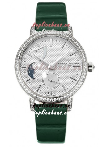 Vacheron Constantin Traditionelle Moon Phase White Dial in Steel Case Swiss Replica