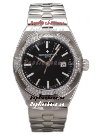 Vacheron Constantin Overseas Steel Casing Black Dial 35MM Swiss Replica Watch 