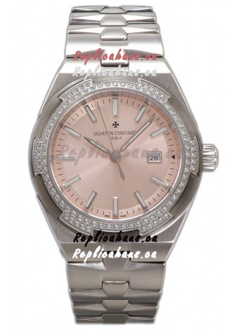 Vacheron Constantin Overseas Steel Casing Pink Dial 35MM Swiss Replica Watch 