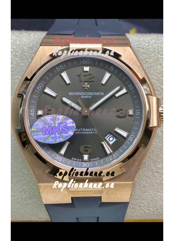 Vacheron Constantin Overseas 1:1 Mirror Replica 904L Rose Gold Steel Watch in Grey Dial - Rubber Strap
