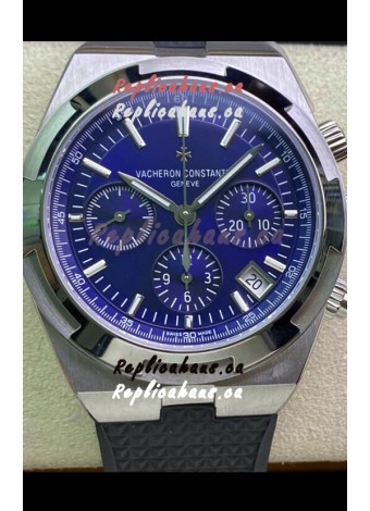 Vacheron Constantin Overseas Chronograph 904L Steel Blue Dial Swiss Replica Watch - Rubber Strap