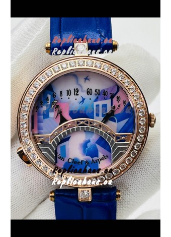 Van Cleef & Arpels Lady Arpels Pont des Amoureux in Rose Gold Blue Strap