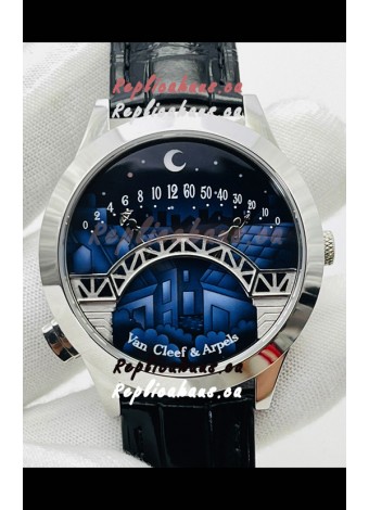 Van Cleef & Arpels Lady Arpels Pont des Amoureux in Stainless Steel Black Strap