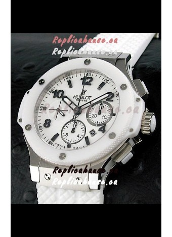 Hublot Big Bang Swiss Replica Watch in White Ceramic Bezel