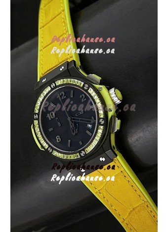 Hublot Big Bang All Black Edition Japanese Quartz Watch in Lemon Colour