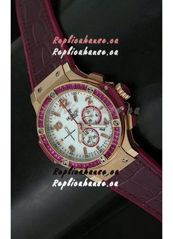 Hublot Big Bang All Black Edition Japanese Quartz Watch in Red Color