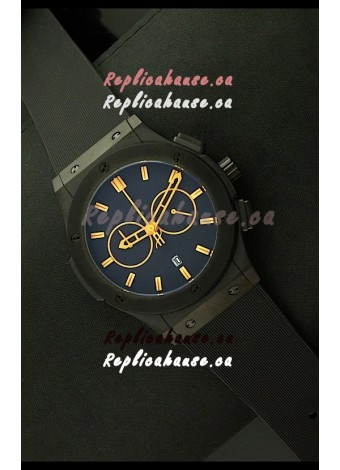 Hublot Big Bang Classic Fusion Chrono Japanese Watch with Yellow Markers Ceramic Case