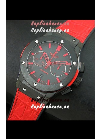 Hublot Big Bang Classic Fusion Swiss Replica PVD Watch in Red Strap