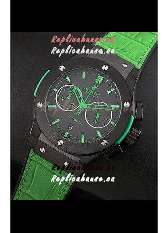 Hublot Big Bang Classic Fusion Swiss Replica PVD Watch in Green Strap