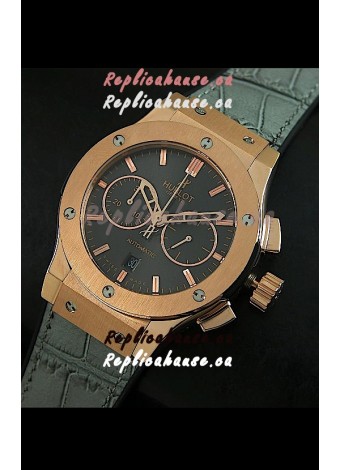 Hublot Big Bang Classic Fusion Swiss Replica Rose Gold Watch in Grey Strap
