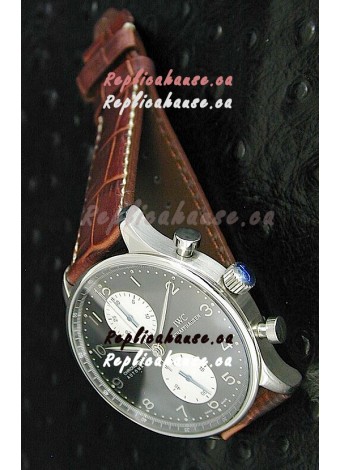 IWC Portuguese Chronograph Swiss Replica Watch in Black Dial