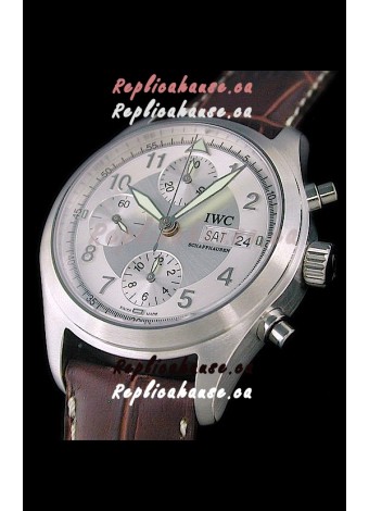 IWC Der Flieger Chronograph Swiss Replica Watch in Silver White Dial