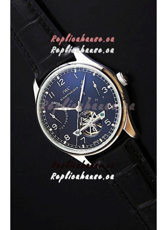 IWC Portuguese FA Jones Japanese Replica Watch in Black Dial with Tourbillon