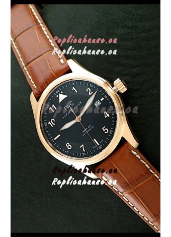 IWC Fliegeruhr International Watch Co. Swiss Automatic Rose Gold Watch in Black Dial