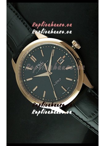 IWC Schaffhausen Ingenuier Vintage Swiss Replica Automatic Rose Gold Watch in Black Dial