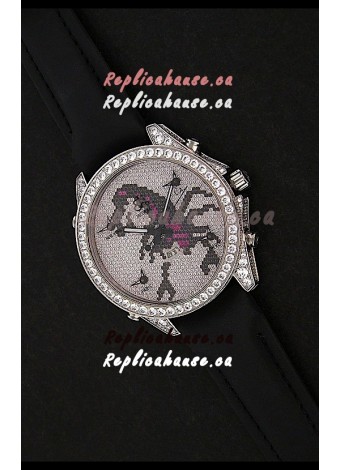 Five Time Zones J&C Clone Japanese Watch in Full Diamonds