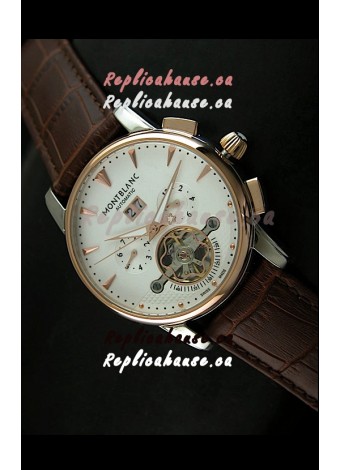 Mont Blanc Flying Tourbillon Japanese Replica Watch with Gold Bezel