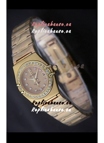 Omega Full Gold Diamonds Constellation Japanese Watch
