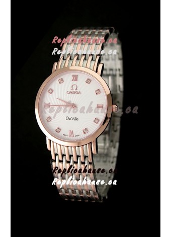 Omega DeVelie Japanese Replica Rose Gold Watch 