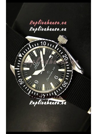Omega Seamaster 300 R-Navy Black Dial Swiss Watch with Navy Strap