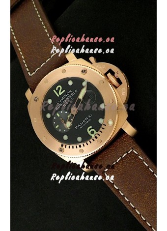 Panerai Luminor Submersible 1000M Japanese Automatic Rose Gold Watch in Black Dial