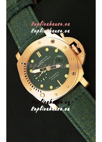 Panerai Luminor Submersible 1000M Japanese Automatic Rose Gold Watch in Green Dial