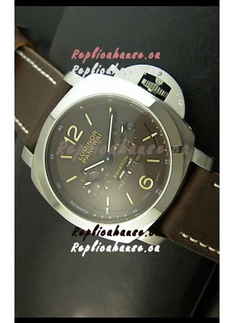 Panerai PAM365 L’Astronomo Luminor 1950 GMT Equation of Time Watch Brown Dial Steel