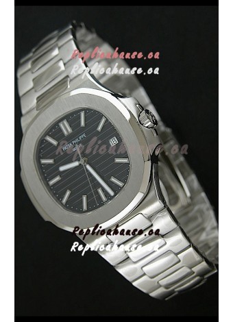 Patek Phillipe Nautilis Swiss Replica Watch in Black Textured Dial