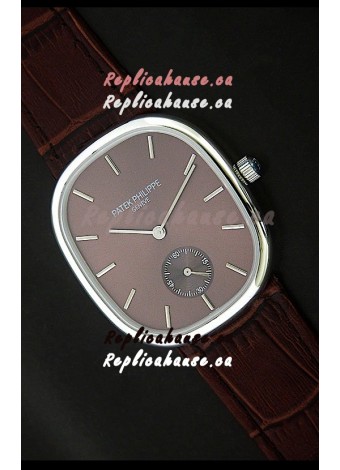 Patek Philippe Mens Golden Elipse Japanese Watch in Brown Dial