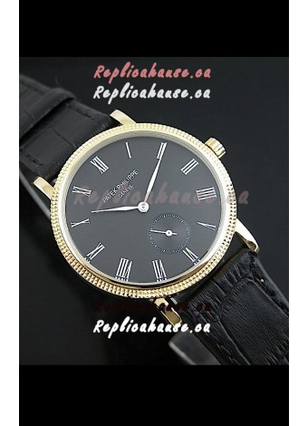 Patek Philippe Calatrava Japanese Manual Hand Wind Watch in Black Dial