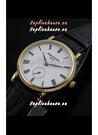 Patek Philippe Calatrava Japanese Mens Watch in Yellow Gold Case