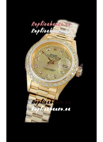 Rolex Datejust Ladies Swiss Replica Gold Watch