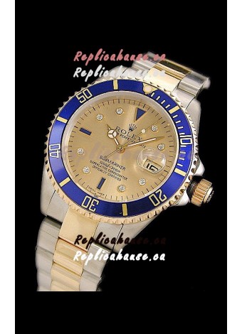 Rolex Submariner Swiss Replica Two Tone Watch in Gold Dial
