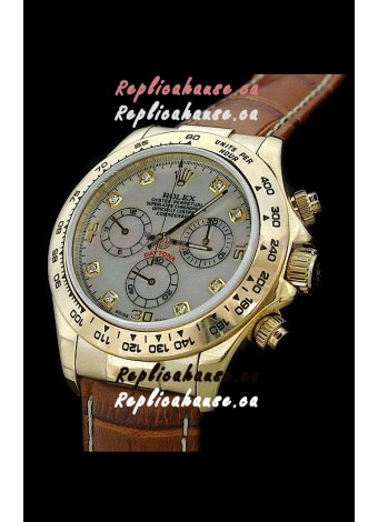 Rolex Daytona Cosmograph Swiss Replica Gold Watch in Mother of Pearl Dial