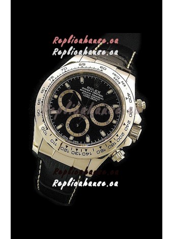 Rolex Daytona Cosmograph Swiss Replica Gold Watch in Black Dial