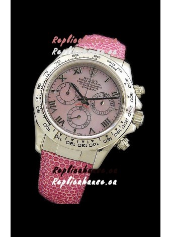 Rolex Daytona Cosmograph Swiss Replica Steel Watch in Pink Pearl Dial