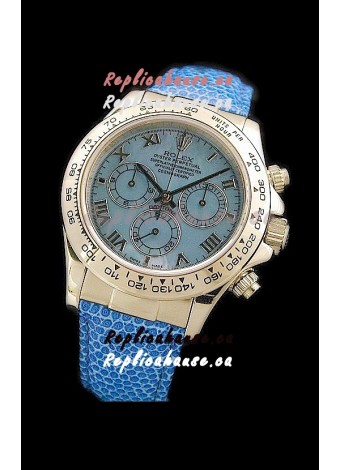 Rolex Daytona Cosmograph Swiss Replica Steel Watch in Blue Pearl Dial