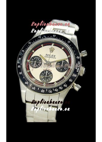 Rolex Daytona Paul Newman Edition Replica Steel Watch in White Dial