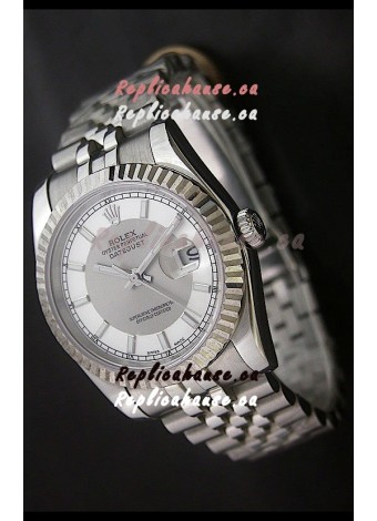 Rolex Datejust Oyster Perpetual Superlative ChronoMeter Replica Watch in White & Grey Dial