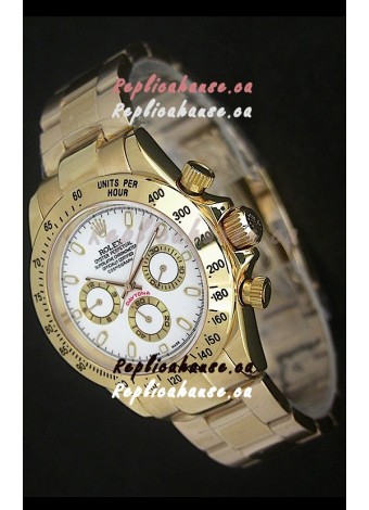 Rolex Daytona Japanese Replica Gold Watch in White Dial