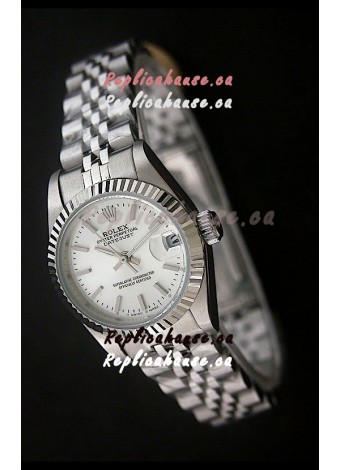 Rolex Datejust Oyster Perpetual Superlative ChronoMeter Swiss Watch in White Dial